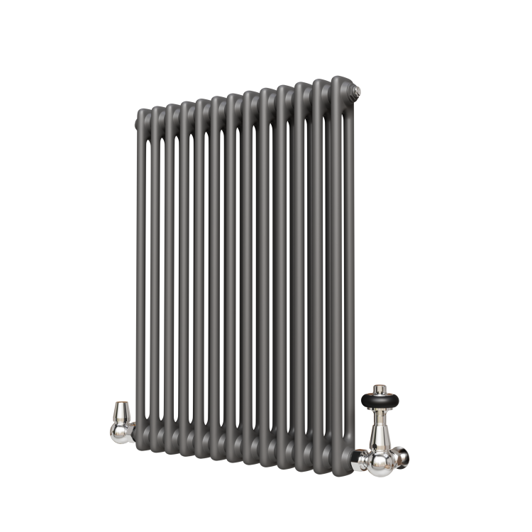 Reggio Anthracite Horizontal Double Column Radiator 800x605mm 2680 BTU - Cast Iron Style