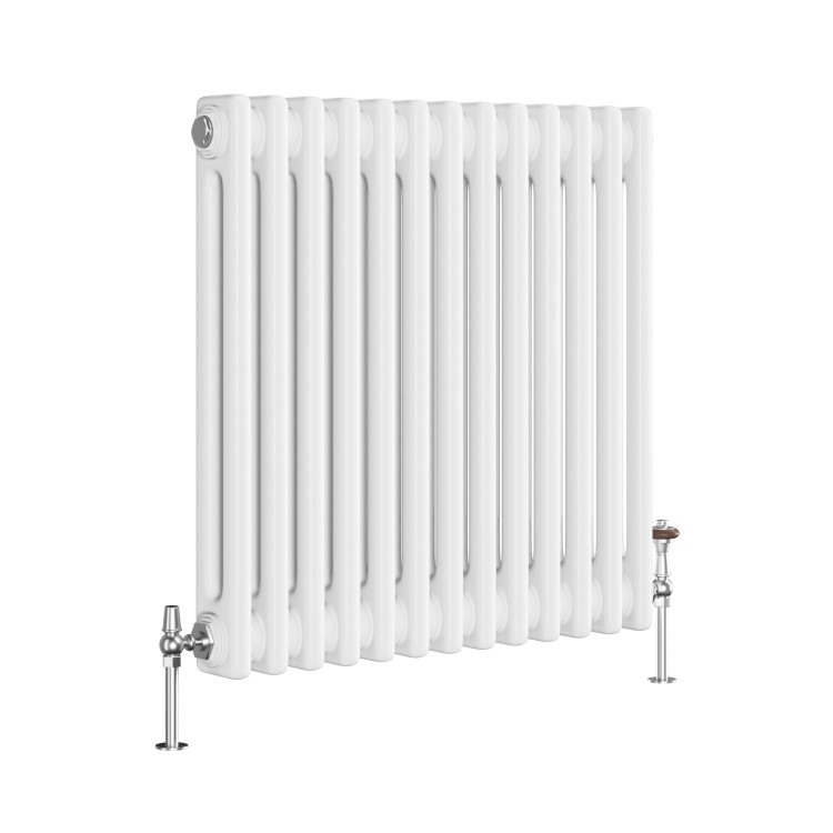 GRADE A2 - Reggio White Horizontal Double Column Traditional Radiator 600x605mm 2045 BTU - Cast Iron Style