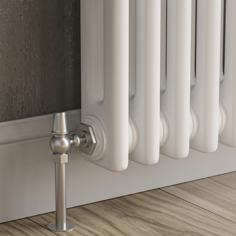 GRADE A2 - Reggio White Horizontal Double Column Traditional Radiator 600x605mm 2045 BTU - Cast Iron Style