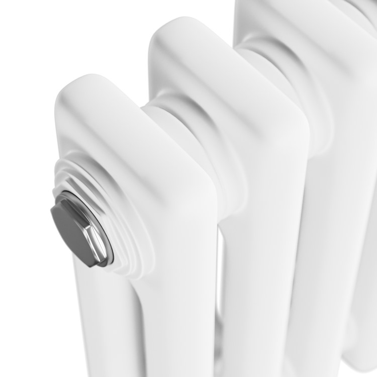 GRADE A2 - Reggio White Horizontal Double Column Traditional Radiator 600x605mm 2045 BTU - Cast Iron Style