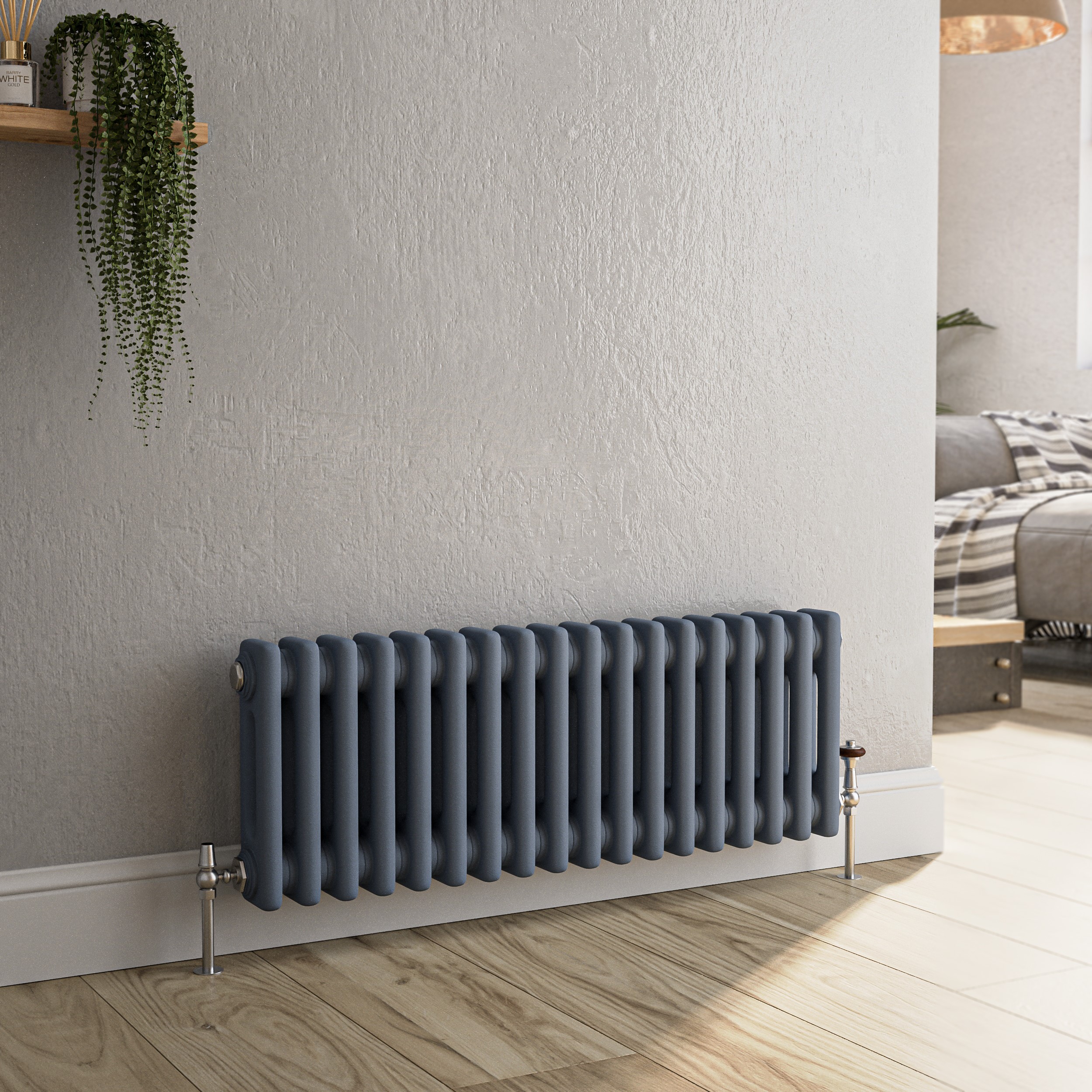 Horizontal Double Column Traditional Radiator 300x830mm 1470 BTU Cast Iron Style