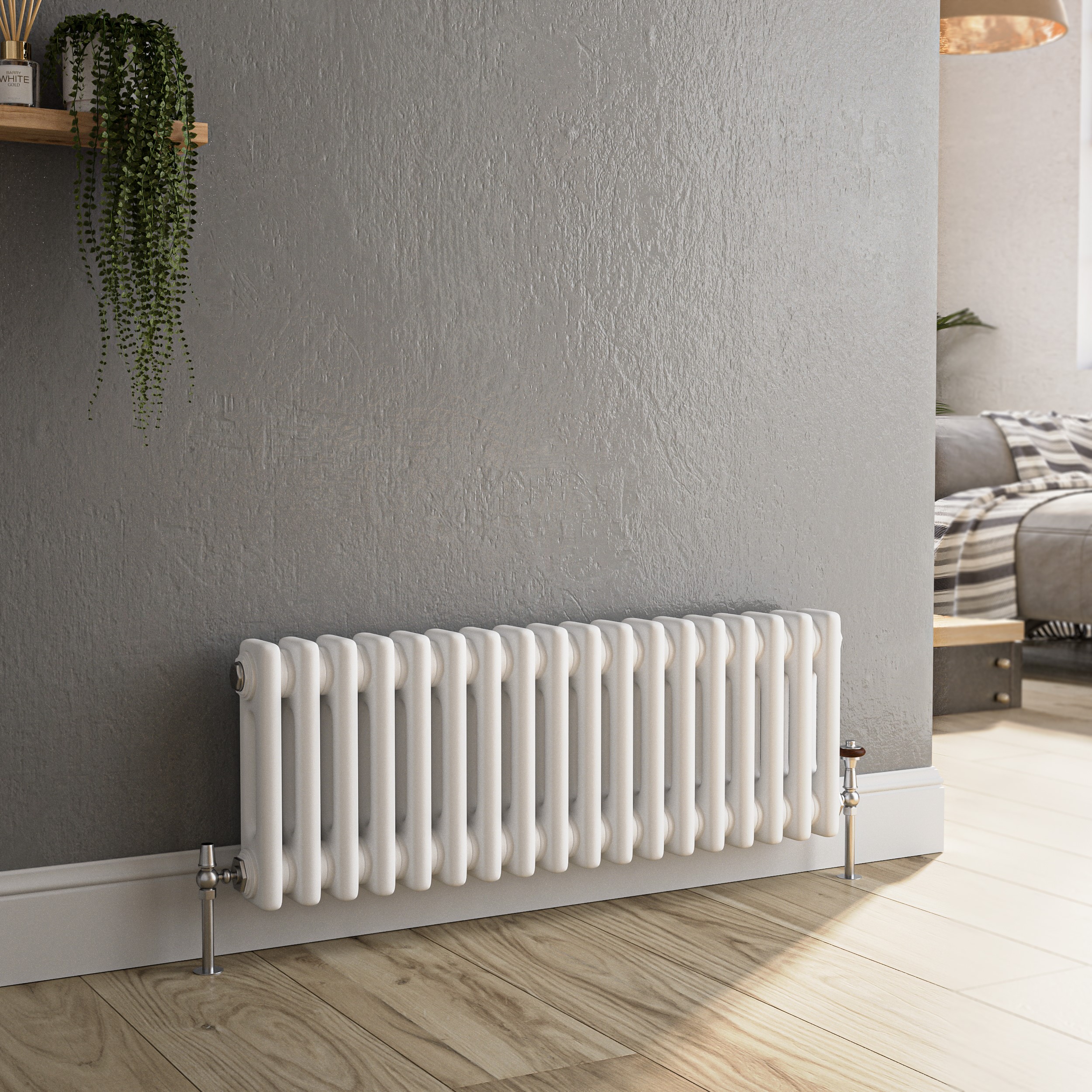 Horizontal Double Column Traditional Radiator 300x830mm 1470 BTU Cast Iron Style