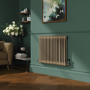 Reggio Beige grey Horizontal Double Column Traditional Radiator 600x830mm 2832 BTU - Cast Iron Style