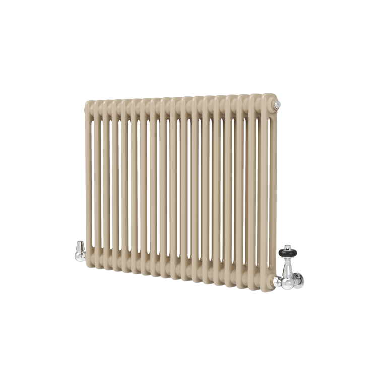 Reggio Beige grey Horizontal Double Column Traditional Radiator 600x830mm 2832 BTU - Cast Iron Style