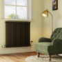 Reggio Midnight Black Horizontal Double Column Traditional Radiator 800x830mm 2832 BTU - Cast Iron Style