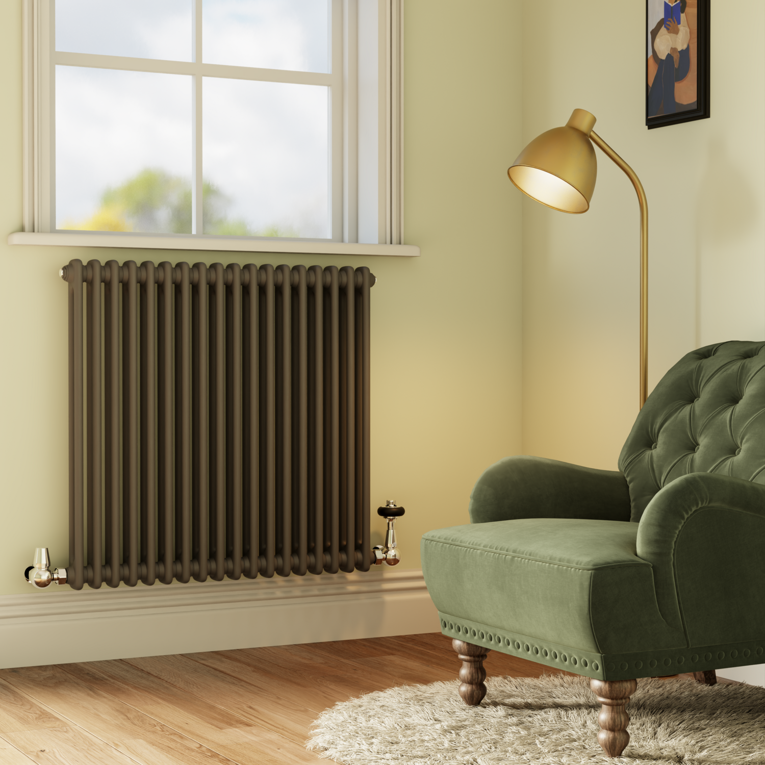 Reggio  Horizontal Double Column Radiator 800X830mm 3713 Btu Cast Iron Style HCD18-800-DGCT