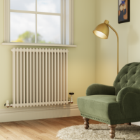 Reggio White Horizontal Double Column Traditional Radiator 800x830mm 2832 BTU - Cast Iron Style