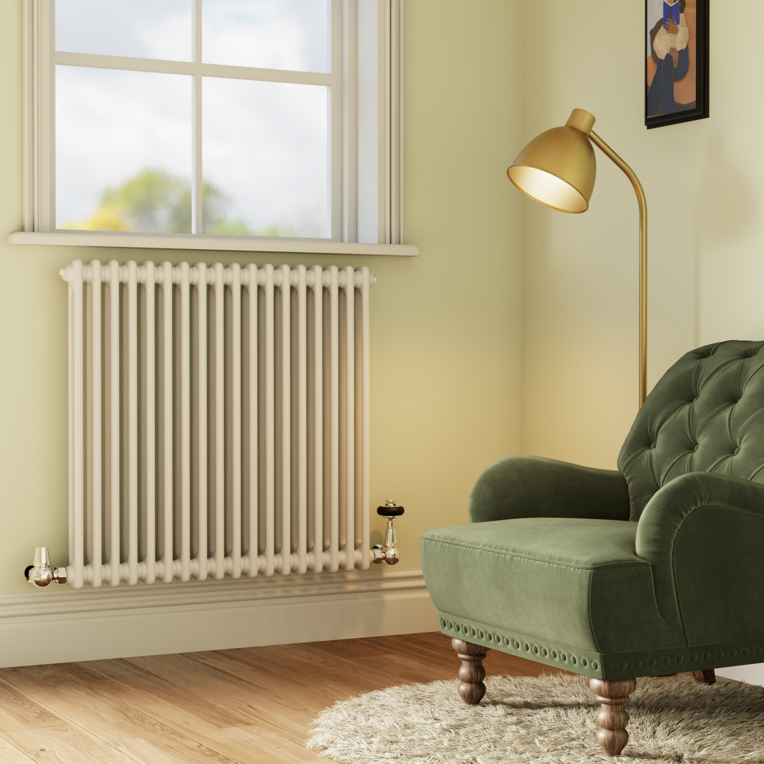 Reggio  Horizontal Double Column Radiator 800X830mm 3713 Btu Cast Iron Style HCD18-800-WCT