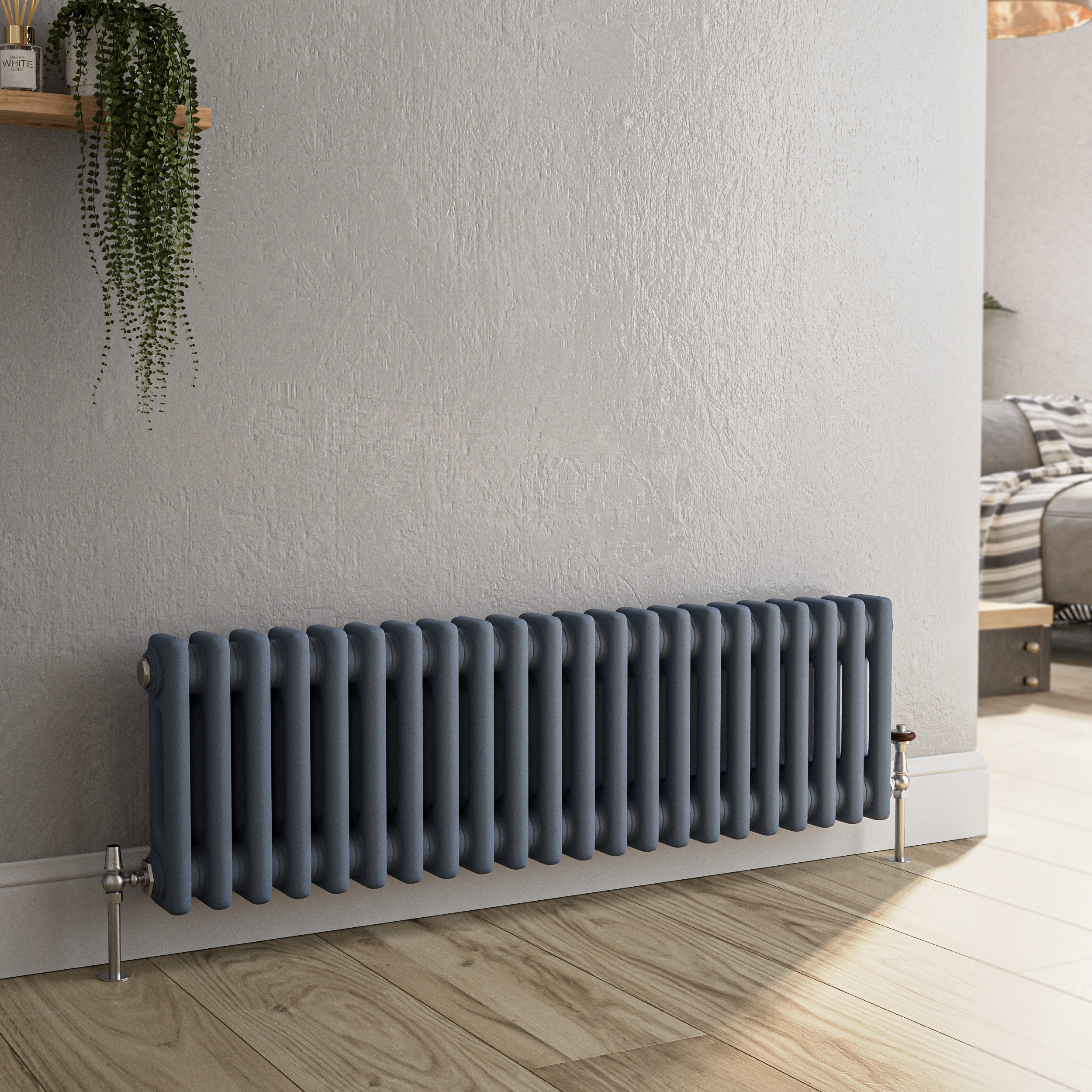 Reggio  Horizontal Double Column Traditional Radiator 300X1010mm 1797 Btu Cast Iron Style HCD22-300-DGCT