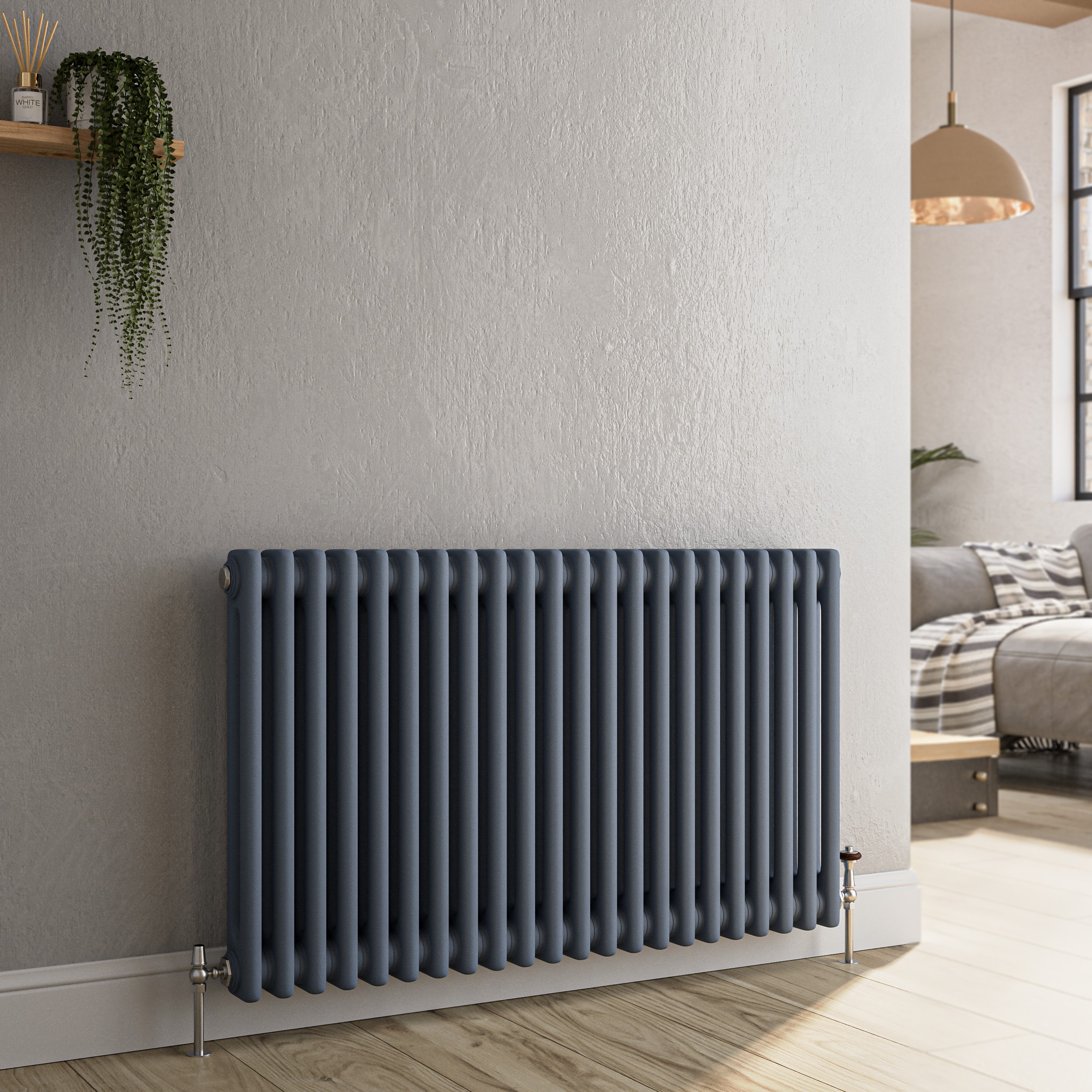 Horizontal Double Column Traditional Radiator 600x1010mm 3462 BTU Cast Iron Style