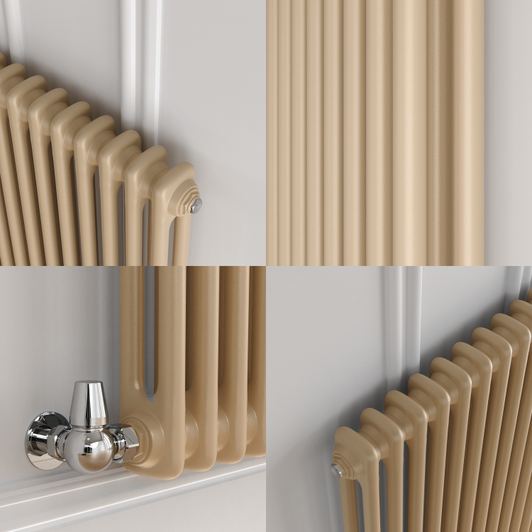Reggio Elk brown Horizontal Double Column Traditional Radiator 600x1010mm 3462 BTU - Cast Iron Style