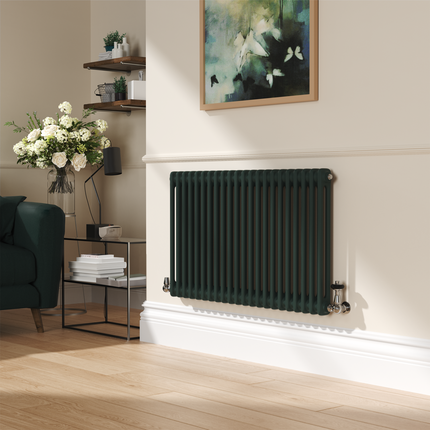 Evergreen Horizontal Double Column Traditional Radiator 600x1010mm 3462 BTU Cast Iron Style
