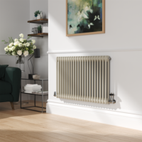 Reggio Linen Horizontal Double Column Traditional Radiator 600x1010mm 3462 BTU - Cast Iron Style