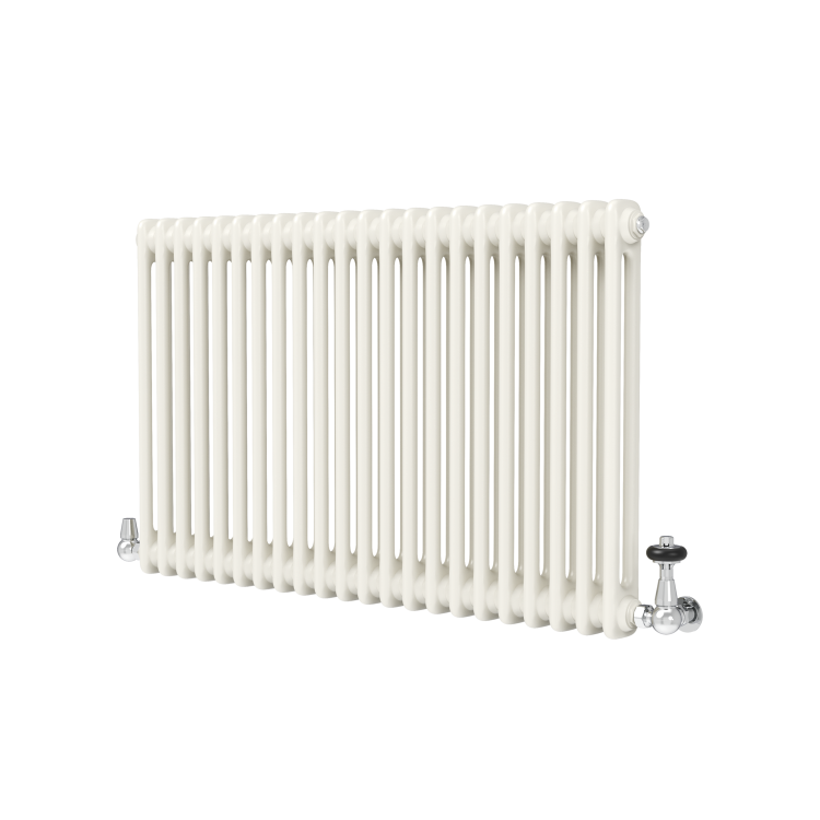 Reggio Linen Horizontal Double Column Traditional Radiator 600x1010mm 3462 BTU - Cast Iron Style