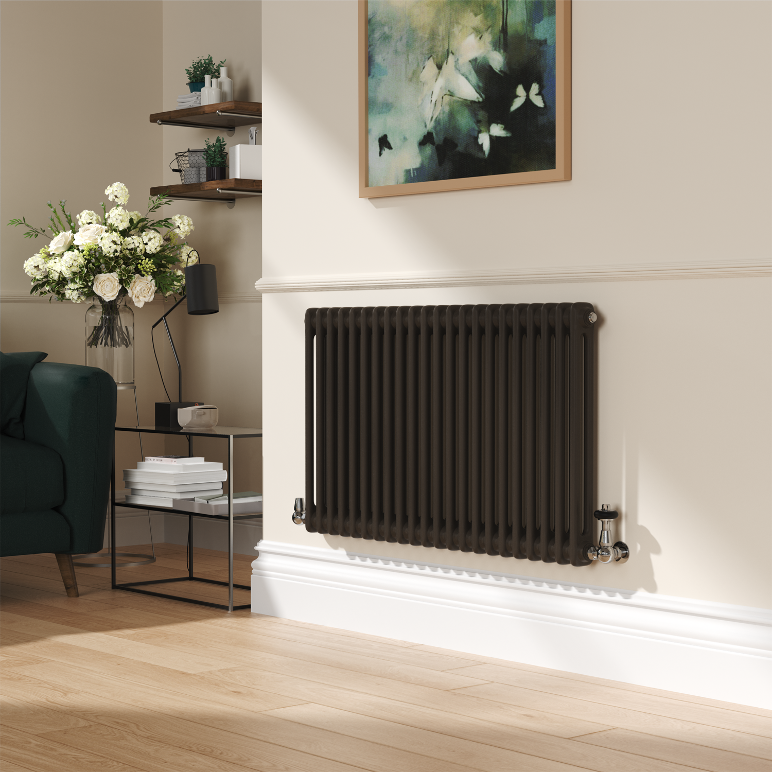 Reggio Russet Horizontal Double Column Traditional Radiator 600X1010mm 3462 Btu Cast Iron Style HCD22-600-RUCT