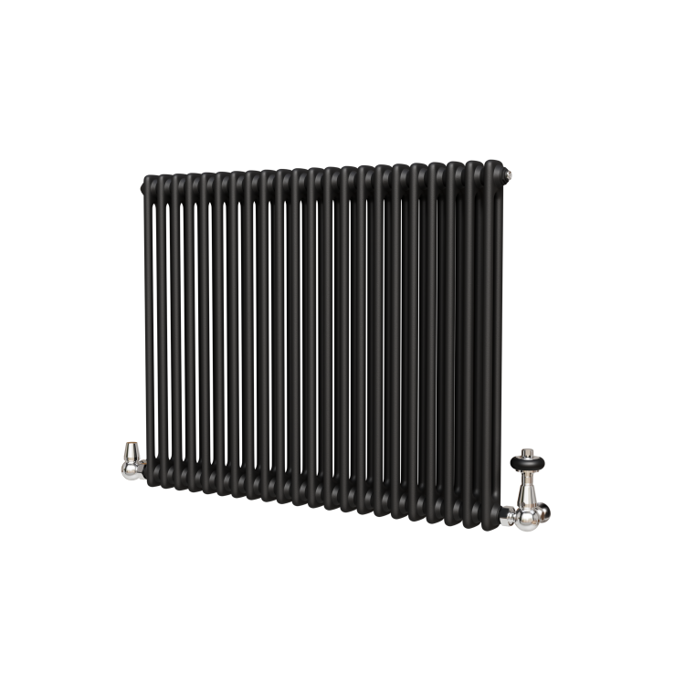 Reggio Midnight Black Horizontal Double Column Traditional Radiator 800x1010mm 3462 BTU - Cast Iron Style