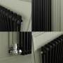 Reggio Midnight Black Horizontal Double Column Traditional Radiator 800x1010mm 3462 BTU - Cast Iron Style