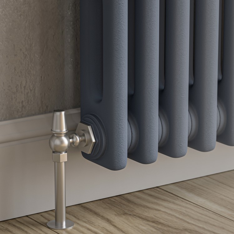 GRADE A1 - Reggio Anthracite Horizontal Double Column Traditional Radiator 600x1010mm 3462 BTU - Cast Iron Style