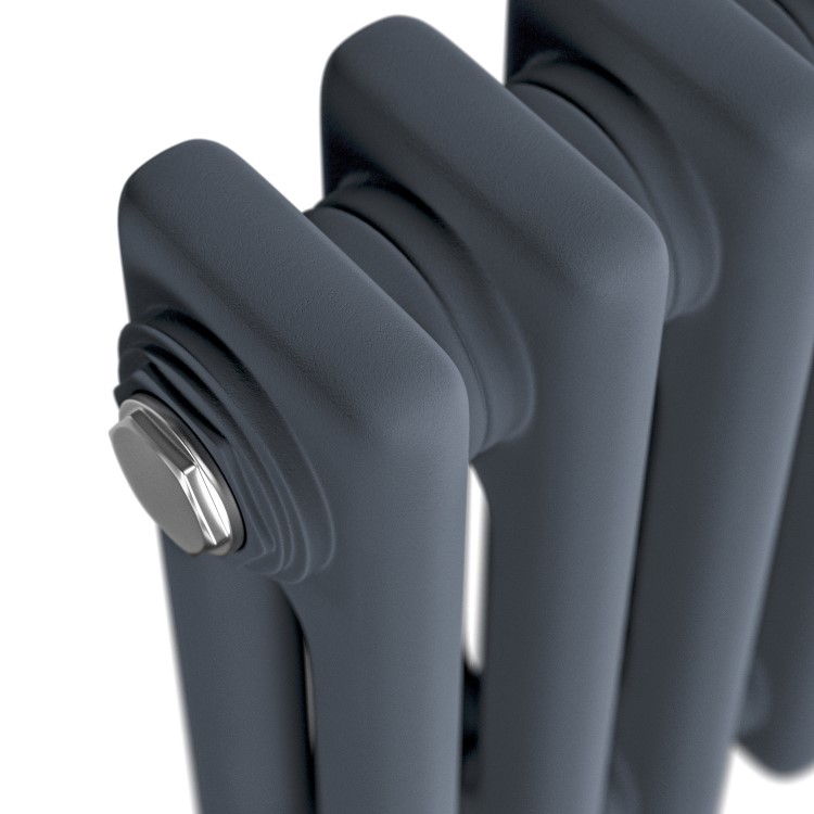 GRADE A1 - Reggio Anthracite Horizontal Double Column Traditional Radiator 600x1010mm 3462 BTU - Cast Iron Style