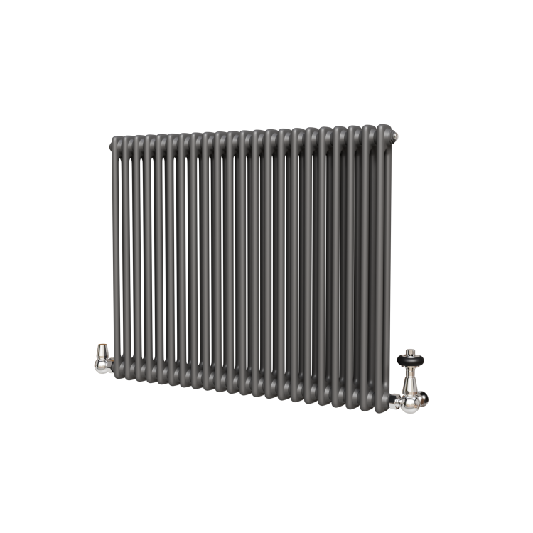 Reggio Anthracite Horizontal Double Column Radiator 800x1010mm 4535 BTU - Cast Iron Style