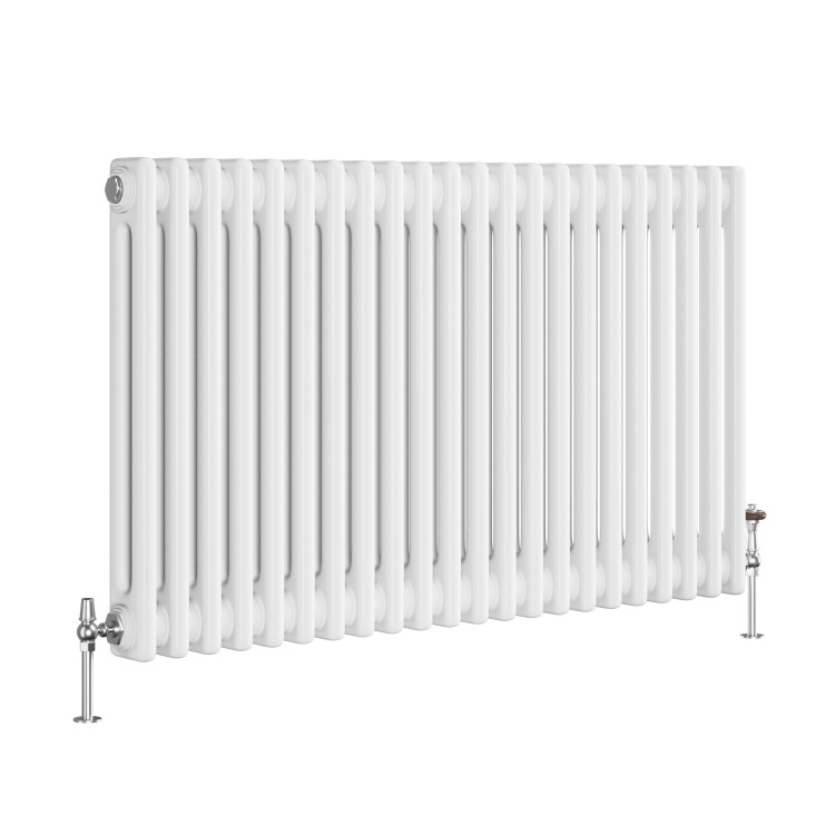 GRADE A3 - Reggio White Horizontal Double Column Traditional Radiator 600x1010mm 3462 BTU - Cast Iron Style