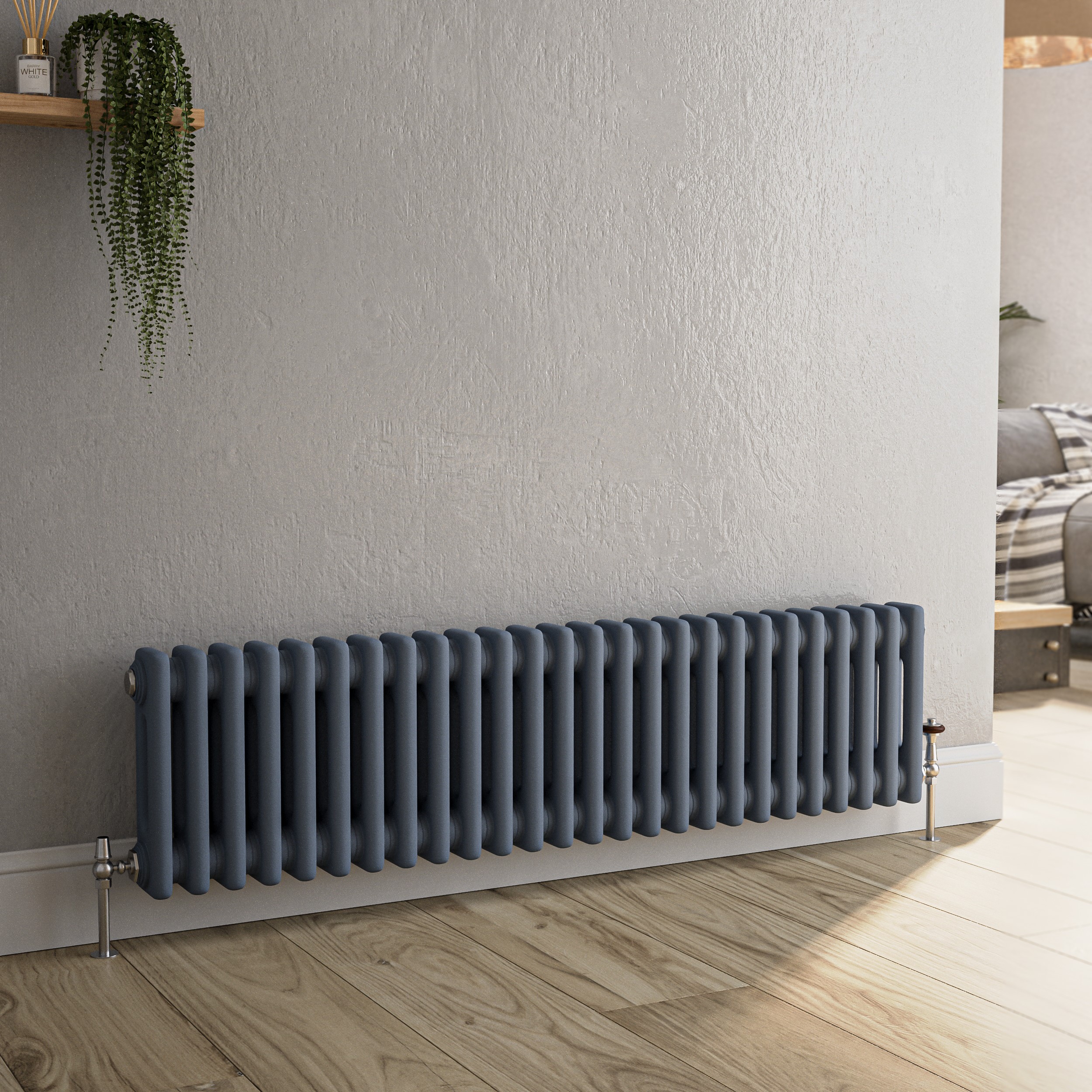 Reggio  Horizontal Double Column Traditional Radiator 300X1190mm 2124 Btu Cast Iron Style HCD26-300-DGCT