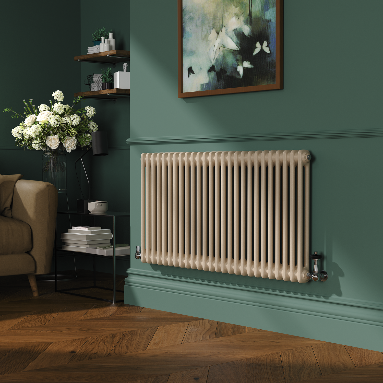 Cleopatra Horizontal Double Column Traditional Radiator 600x1190mm 4091 BTU Cast Iron Style