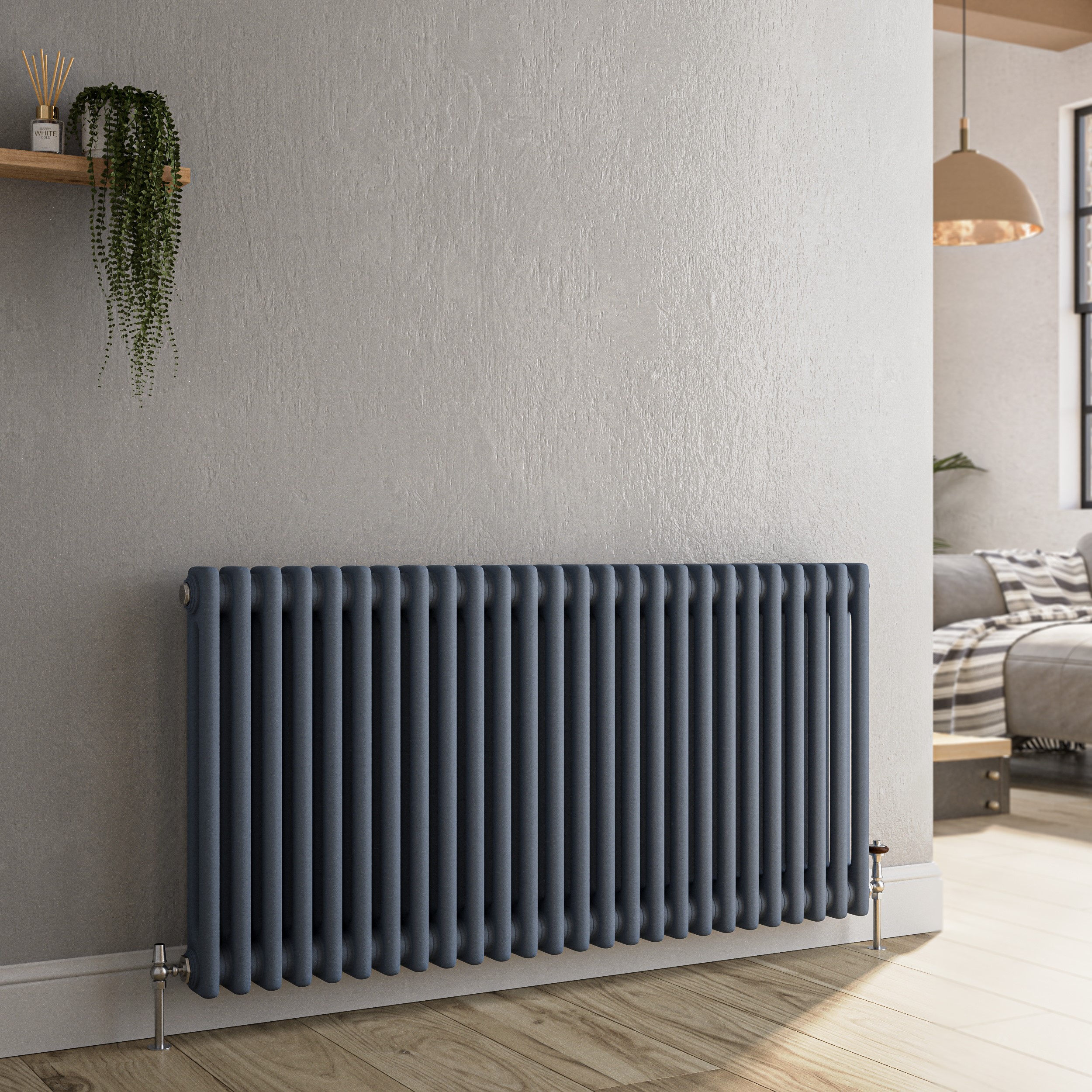 Reggio  Horizontal Double Column Traditional Radiator 600X1190mm 4091 Btu Cast Iron Style HCD26-600-DGCT