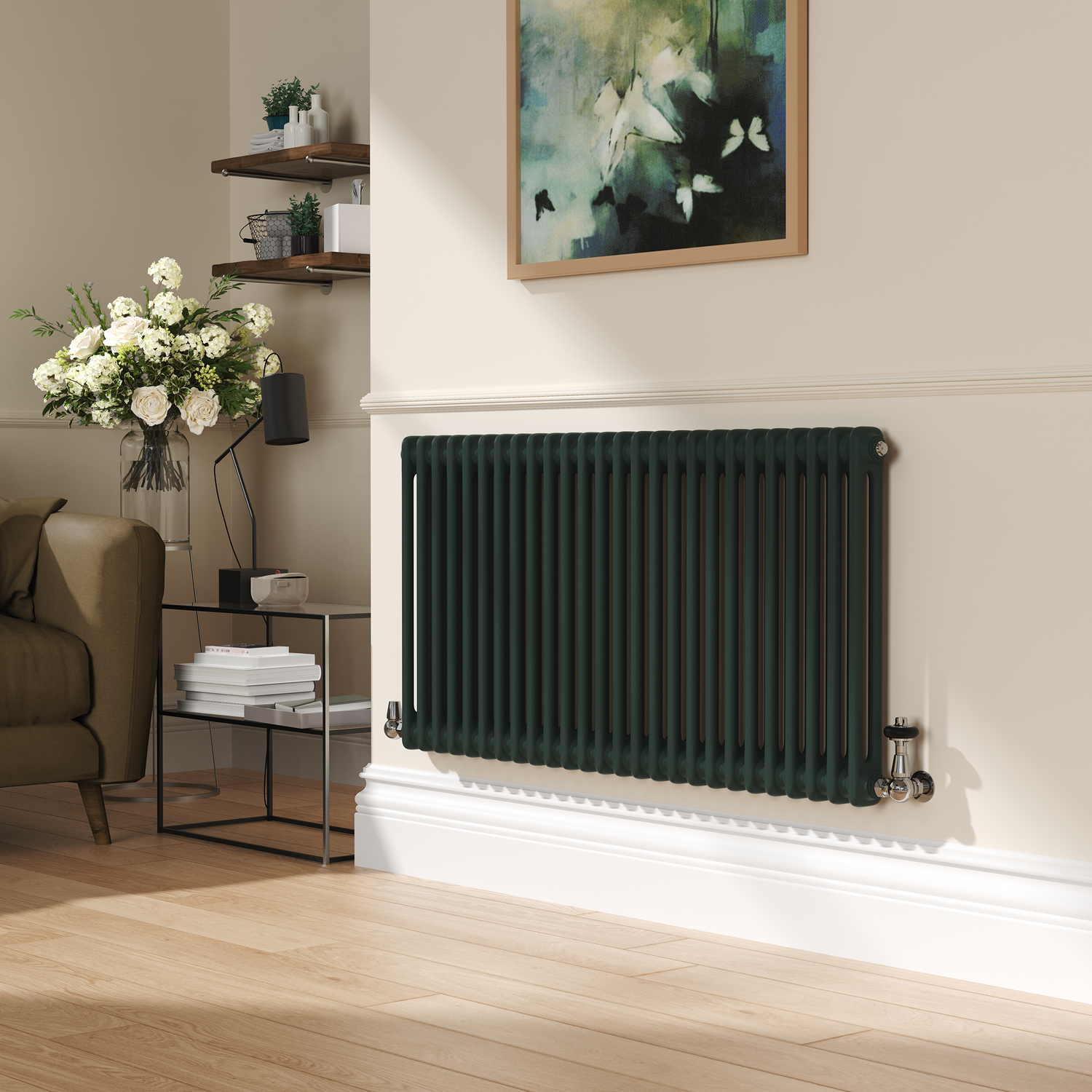 Evergreen Horizontal Double Column Traditional Radiator 600x1190mm 4091 BTU Cast Iron Style