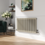 Reggio Linen Horizontal Double Column Traditional Radiator 600x1190mm 4091 BTU - Cast Iron Style