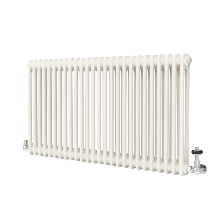 Reggio Linen Horizontal Double Column Traditional Radiator 600x1190mm 4091 BTU - Cast Iron Style