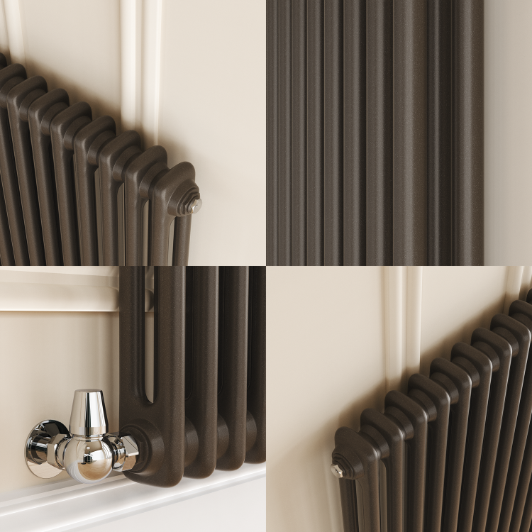 Reggio Russet Horizontal Double Column Traditional Radiator 600x1190mm 4091 BTU - Cast Iron Style