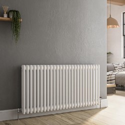 GRADE A2 - Reggio White Horizontal Double Column Traditional Radiator 600x1190mm 4091 BTU - Cast Iron Style