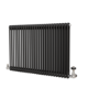Reggio Midnight Black Horizontal Double Column Traditional Radiator 800x1190mm 4091 BTU - Cast Iron Style