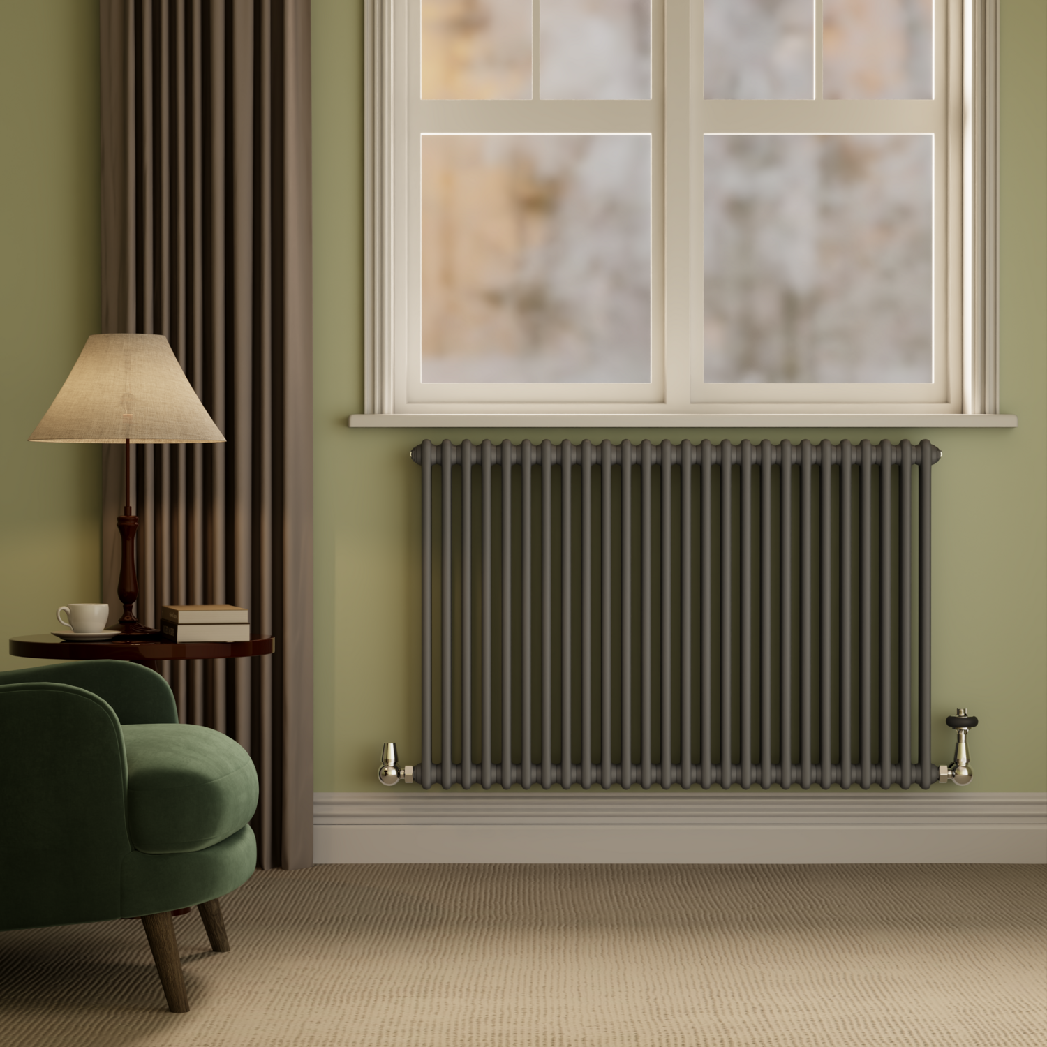 Horizontal Double Column Radiator 800x1190mm 5361 BTU Cast Iron Style