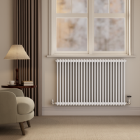 Reggio White Horizontal Double Column Traditional Radiator 800x1190mm 4091 BTU - Cast Iron Style