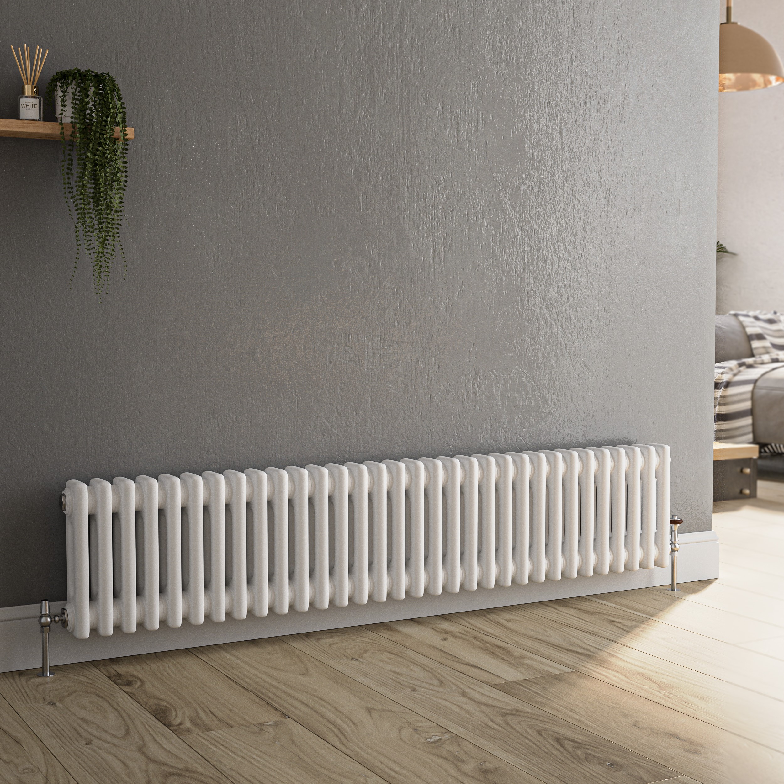 Institutional Grade Radiators GRADE A2 - Reggio White Horizontal Double Column Traditional Radiator ...