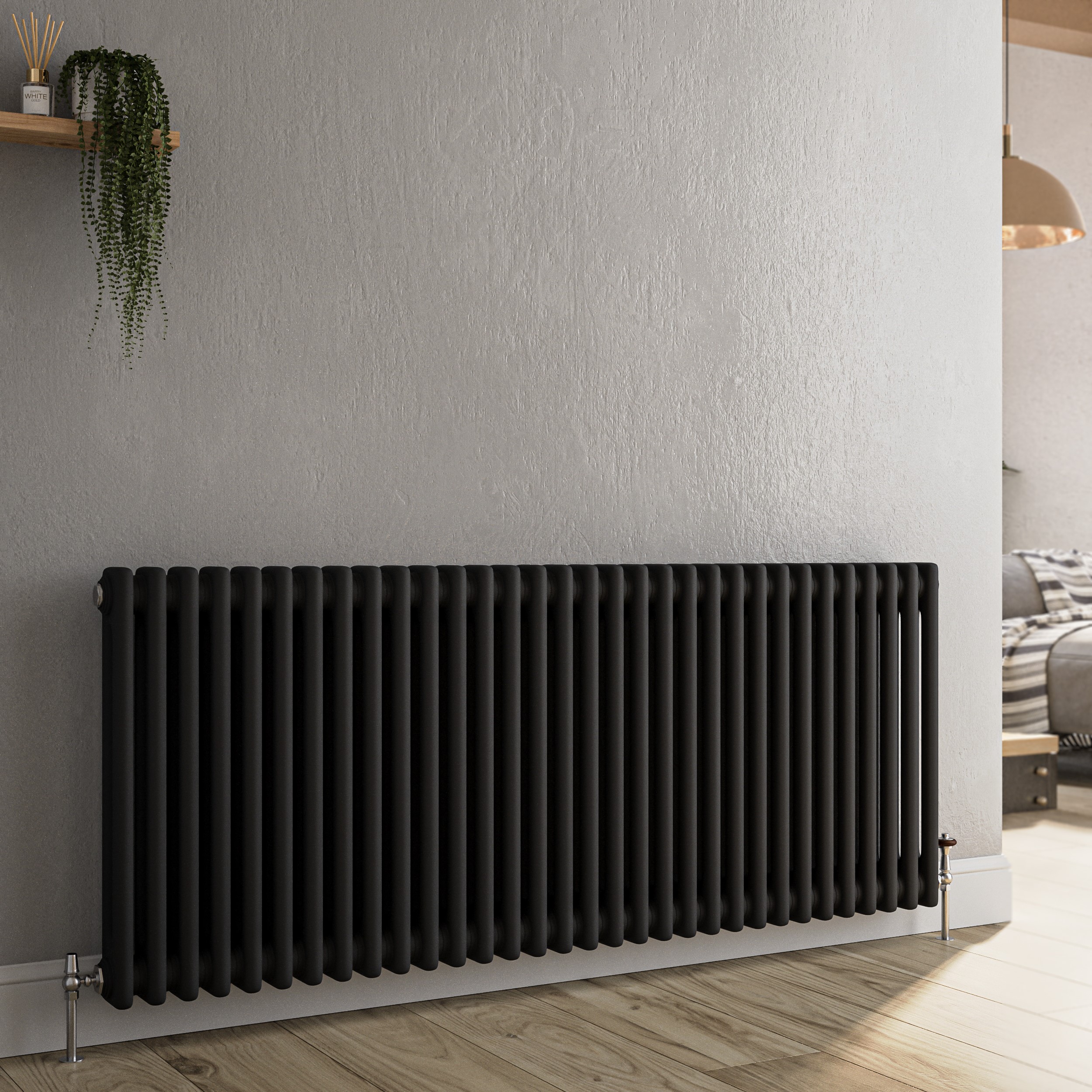 Midnight Horizontal Double Column Traditional Radiator 600x1460mm 5035 BTU Cast Iron Style