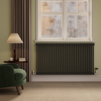 Reggio Midnight Black Horizontal Double Column Traditional Radiator 800x1460mm 5035 BTU - Cast Iron Style