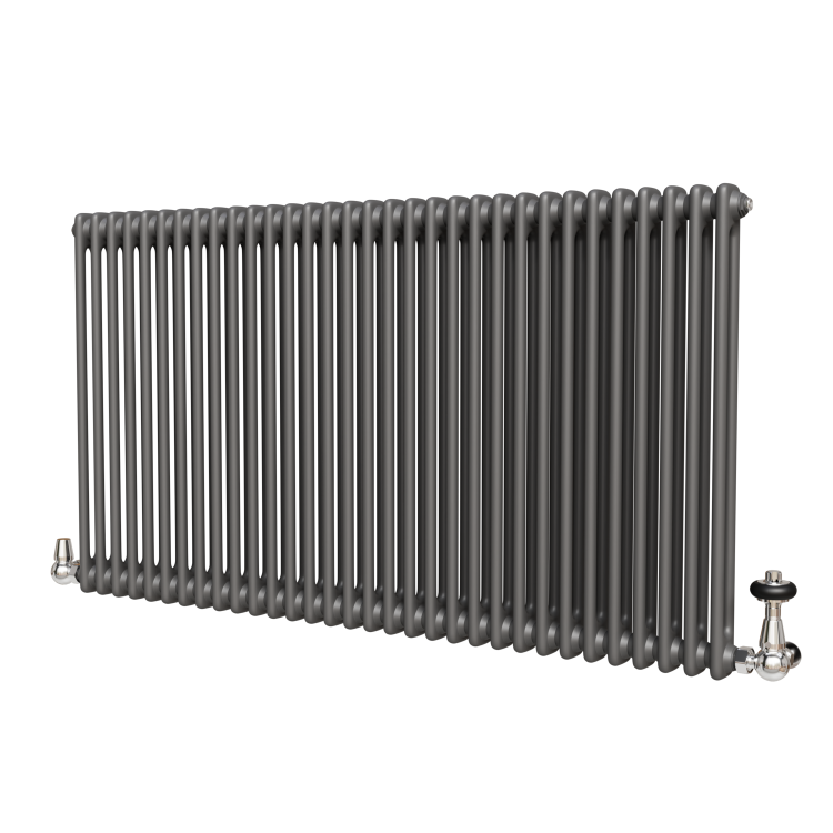 Reggio Anthracite Horizontal Double Column Radiator 800x1460mm 6598 BTU - Cast Iron Style
