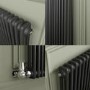 Reggio Anthracite Horizontal Double Column Radiator 800x1460mm 6598 BTU - Cast Iron Style