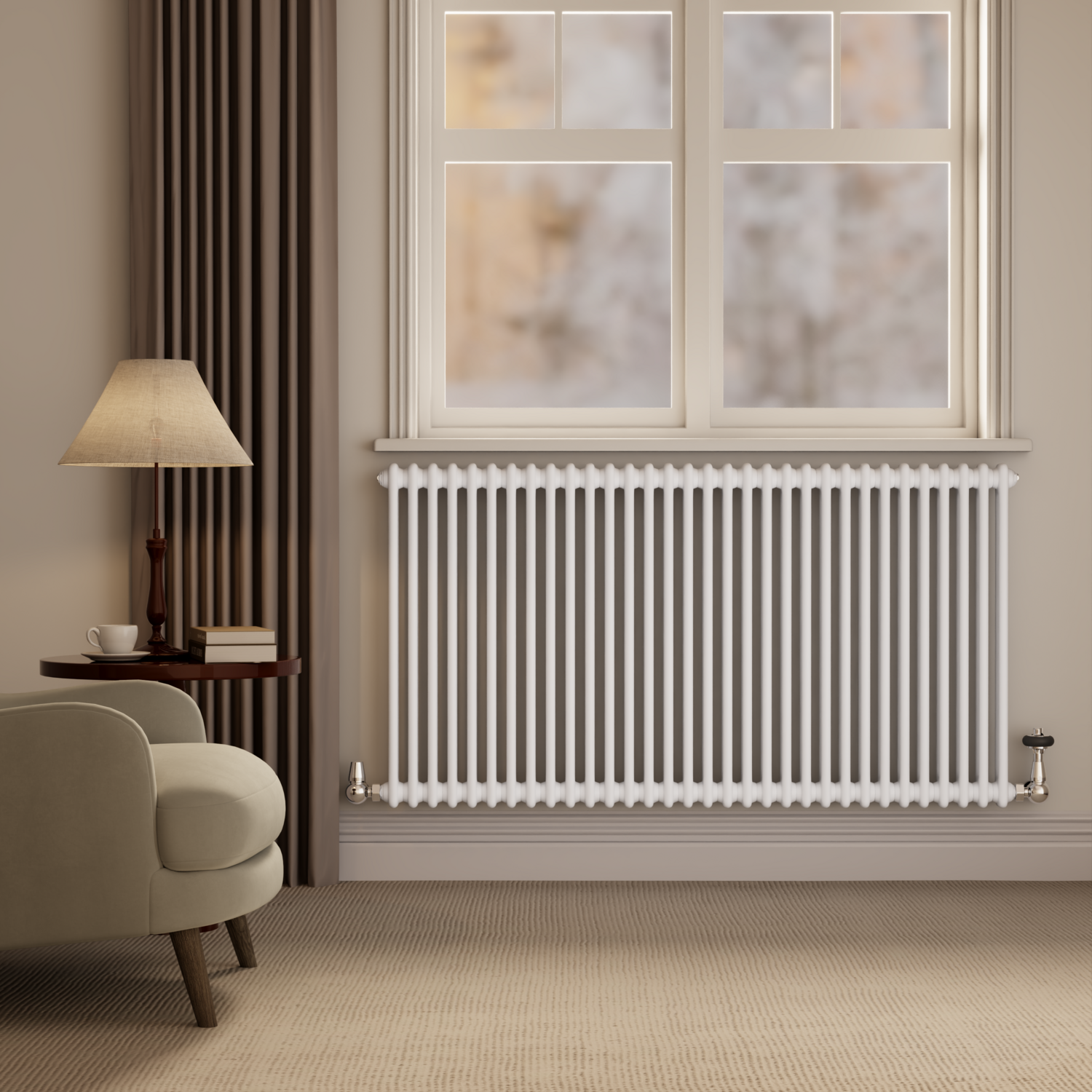 Reggio  Horizontal Double Column Radiator 800X1460mm 6598 Btu Cast Iron Style HCD32-800-WCT