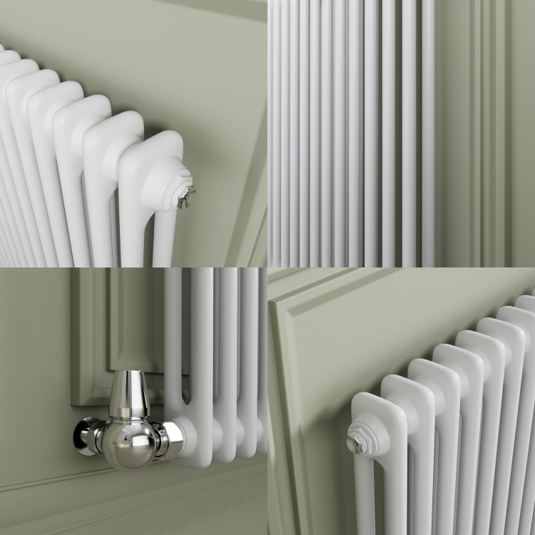 Reggio White Horizontal Double Column Traditional Radiator 800x1460mm 5035 BTU - Cast Iron Style