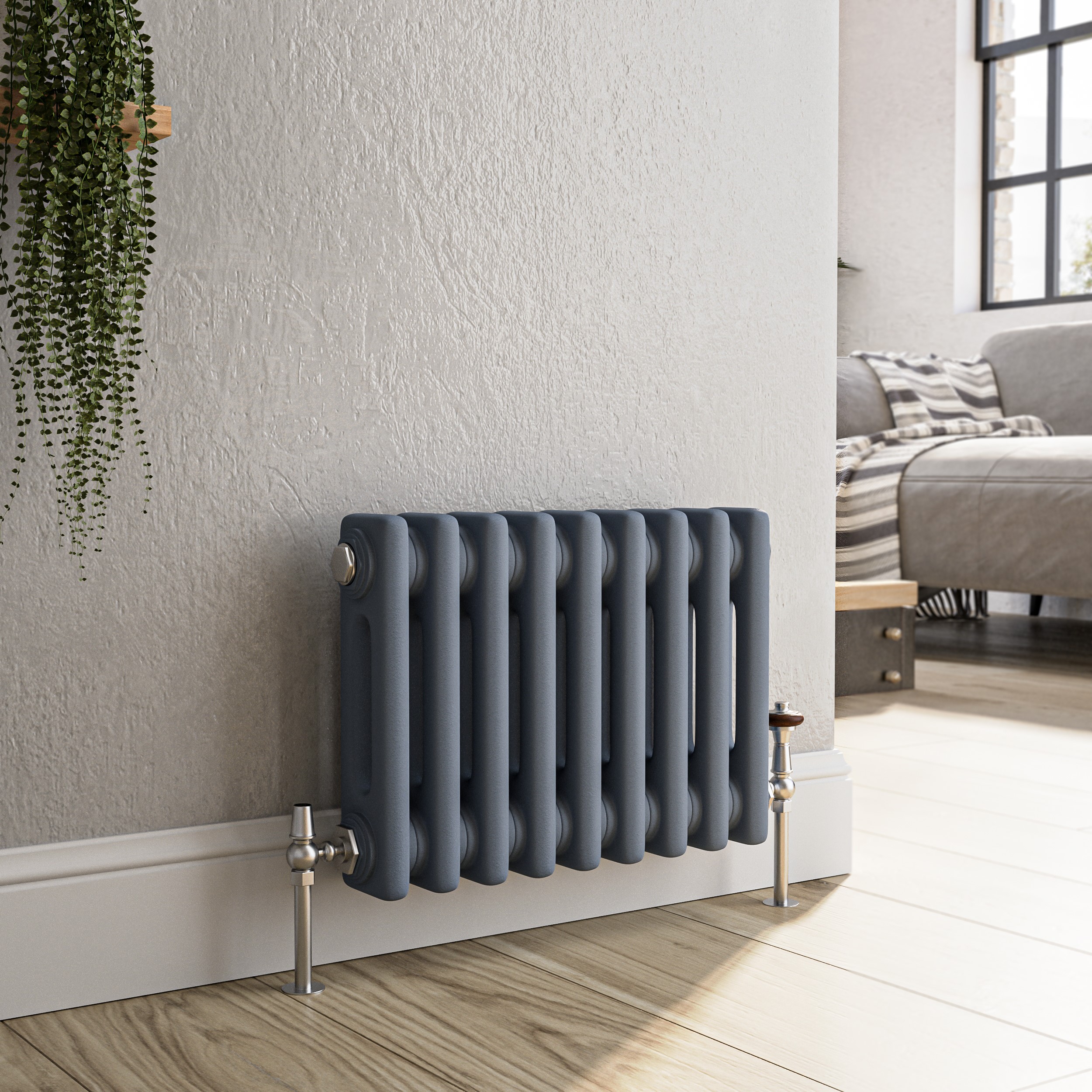 Reggio  Horizontal Double Column Traditional Radiator 300X425mm 735 Btu Cast Iron Style HCD9-300-DGCT