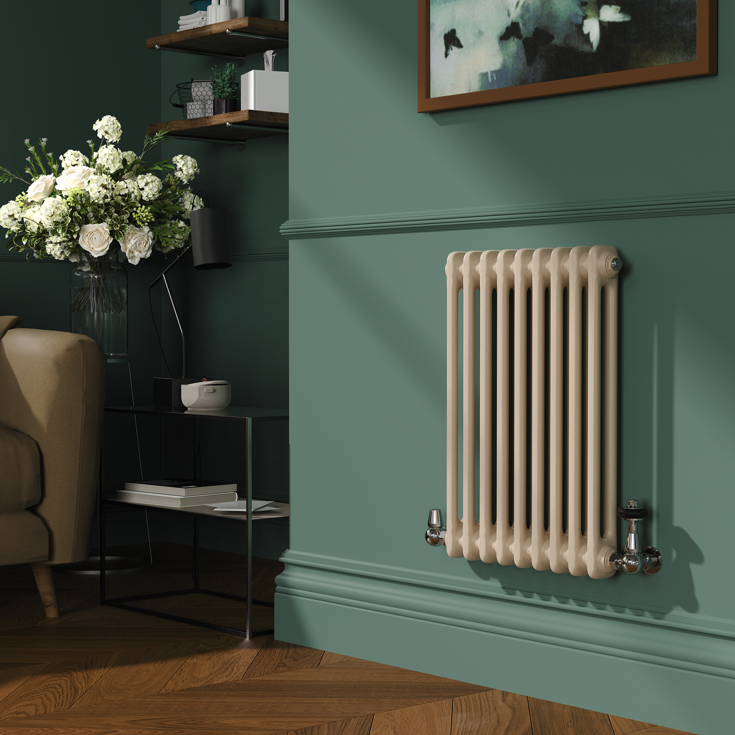 Cleopatra Horizontal Double Column Traditional Radiator 600x425mm 1416 BTU Cast Iron Style