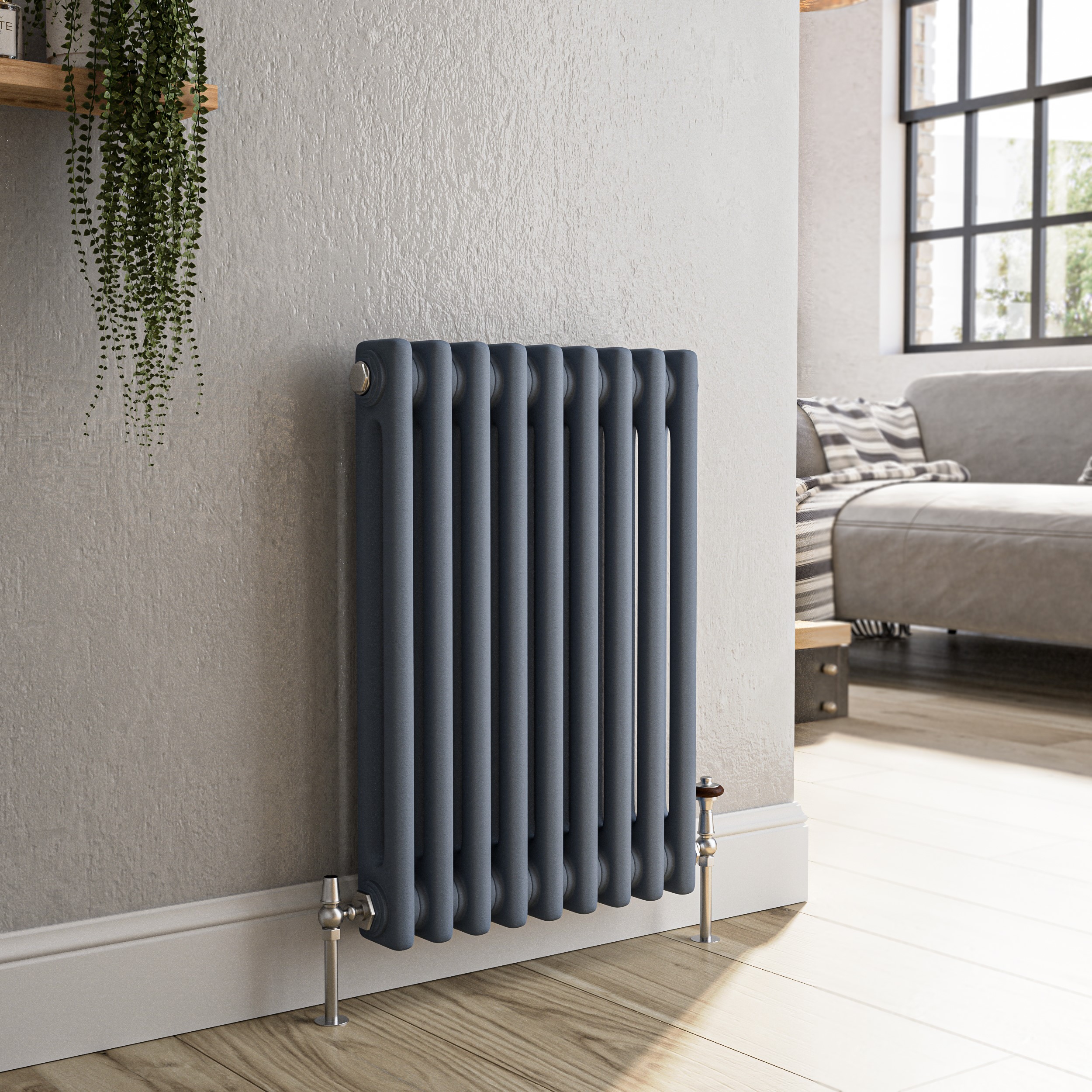 Horizontal Double Column Traditional Radiator 600x425mm 1416 BTU Cast Iron Style