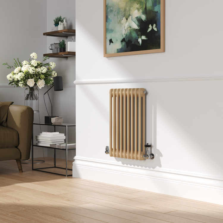 Reggio Elk brown Horizontal Double Column Traditional Radiator 600x425mm 1416 BTU - Cast Iron Style