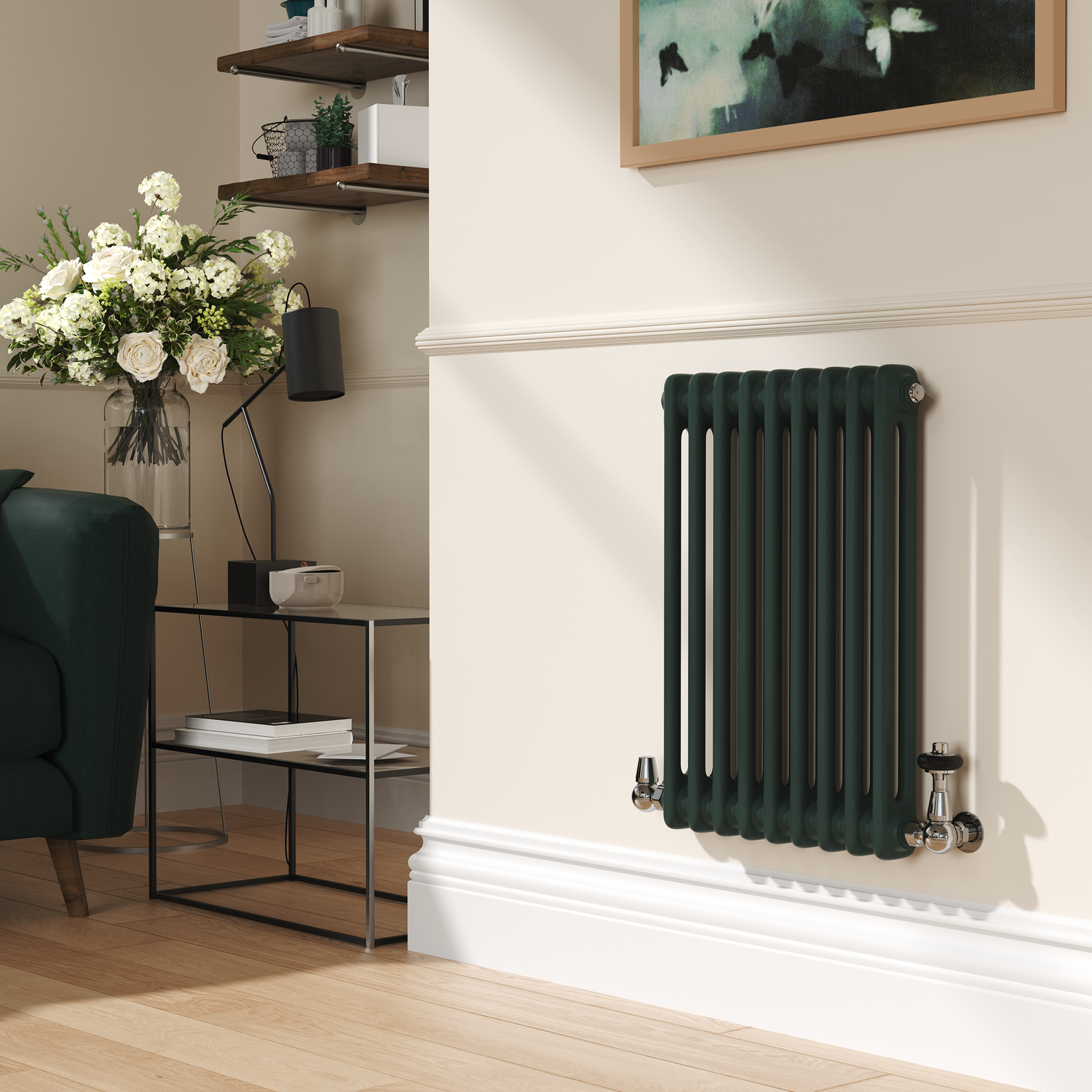 Evergreen Horizontal Double Column Traditional Radiator 600x425mm 1416 BTU Cast Iron Style