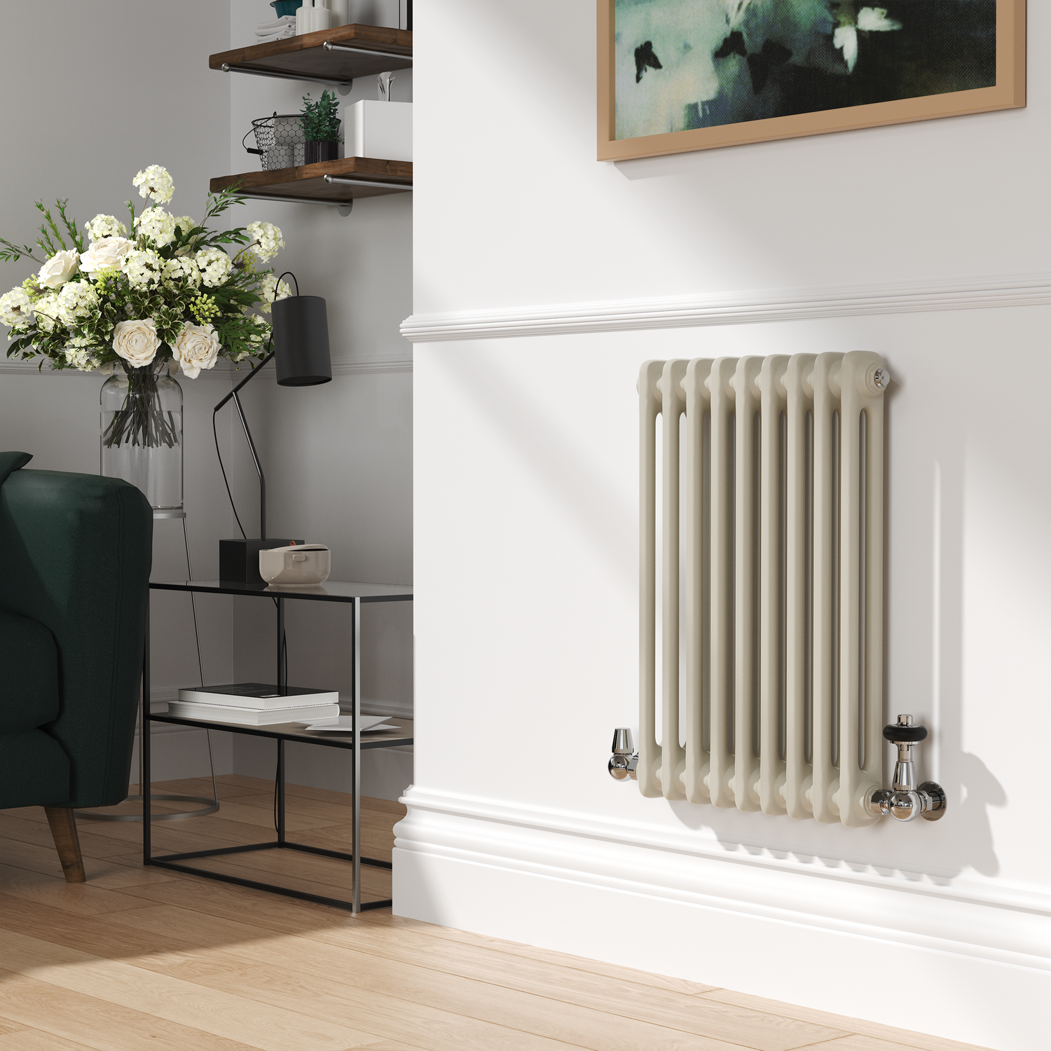 Horizontal Double Column Traditional Radiator 600x425mm 1416 BTU Cast Iron Style