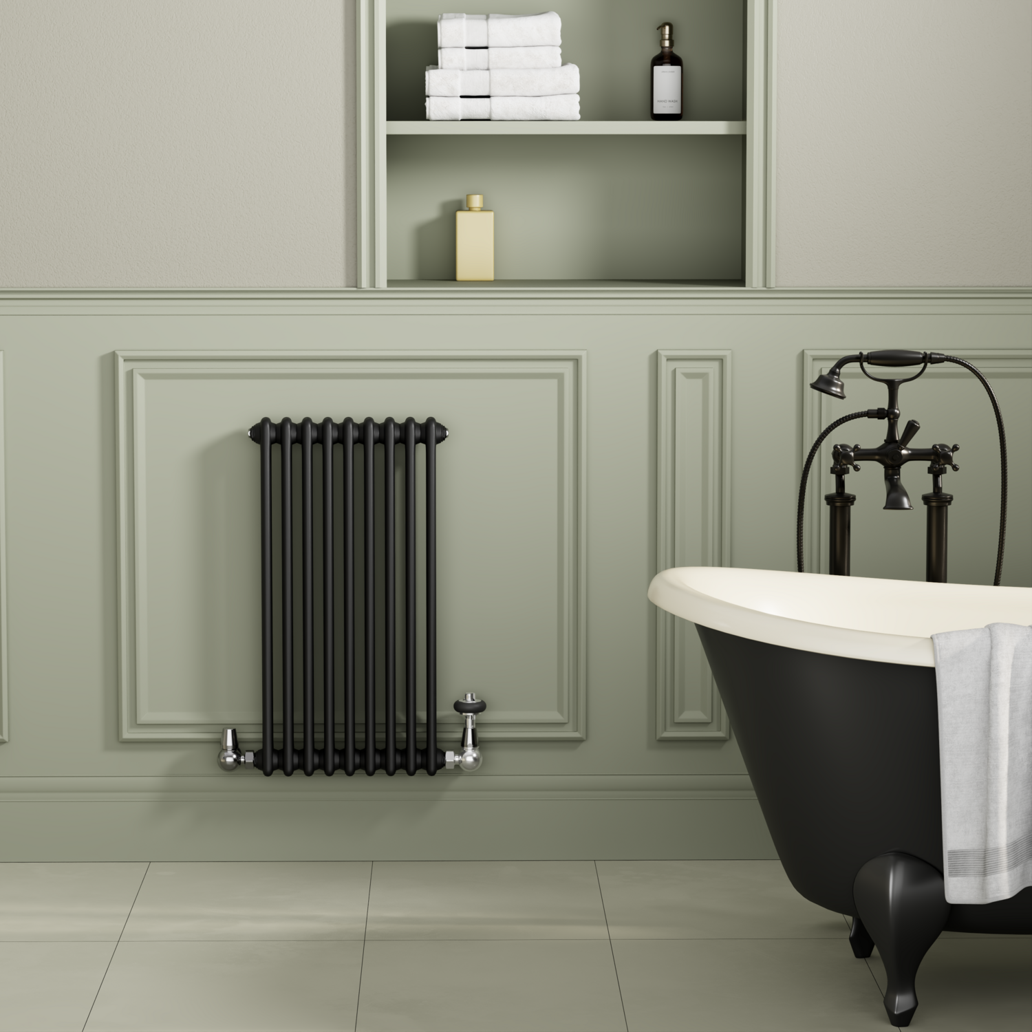 Reggio Midnight  Horizontal Double Column Radiator 800X425mm 1855 Btu Cast Iron Style HCD9-800-BCT